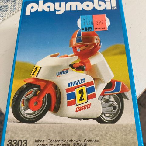 Playmobil og lykketroll i eske fra tidlig 90-tallet