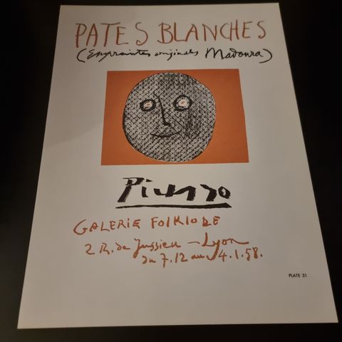 PATES BLANCHES - PICASSO - GALEIRE FLOKLORE, 1958” BY PABLO PICASSO