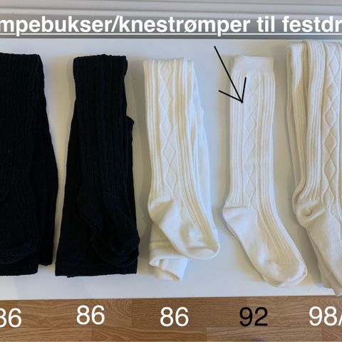 Strømpebukser/knestrømper til festdrakt barn.