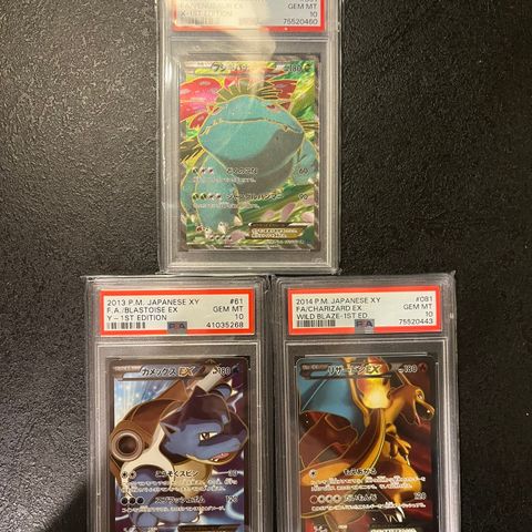 Pokemon Venusaur, Charizard, Blastoise ex full art PSA 10 XY 1st ed Japanese