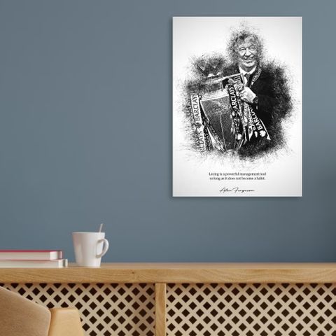 Uåpnet metal poster fra Displate, Sir Alex Ferguson