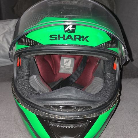 Grønn Carbon Shark MC-hjelm