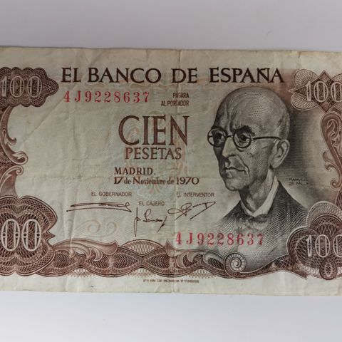 100 Pesetas, Spania, 1970