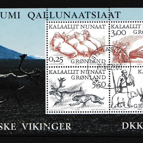 Grønland 2000 - Arktiske vikinger - stemplet miniark   (G30)