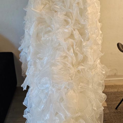 Organza ruffle skjørt i off-white