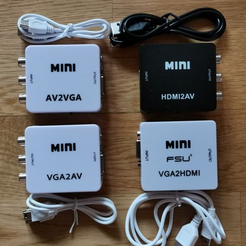 HDMI til AV / AV til VGA / VGA til AV / VGA til HDMI