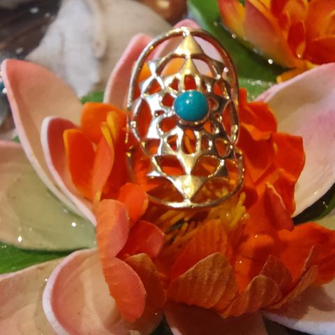 Hippie boho ring handlaget sri yantra.