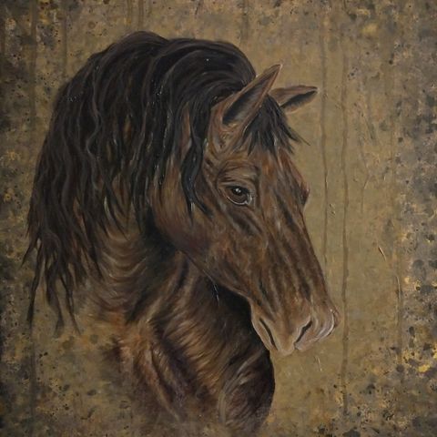 Akryl maleri av hest