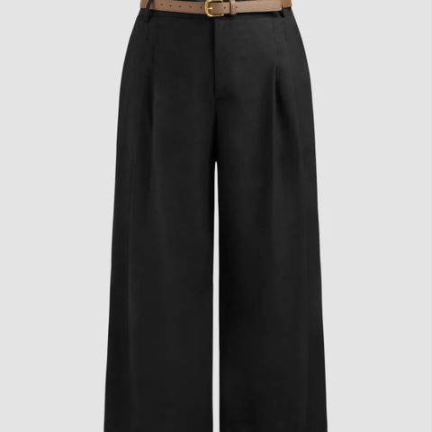 Linen blend beltet pocket wide leg pants