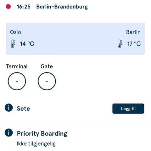 Flybillett fra Oslo til Berlin 2. juni