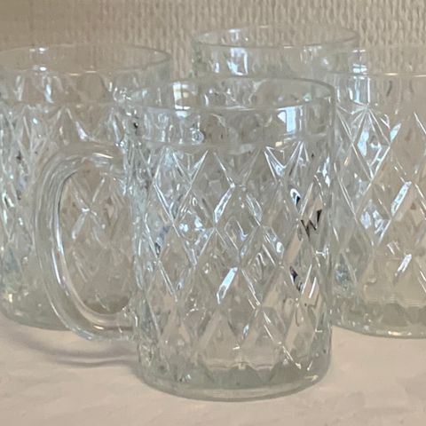 4 vintage sennepsglass/ølglass