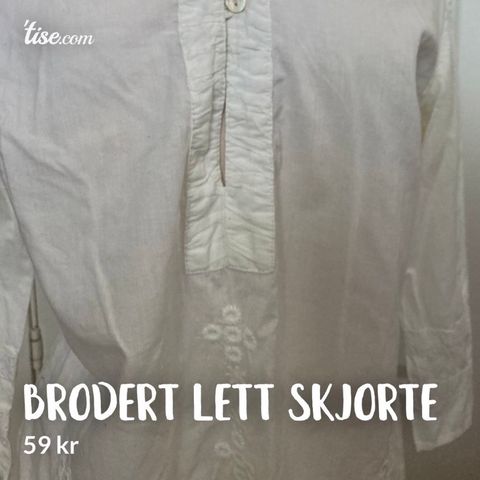 Hvit lett brodert skjorte