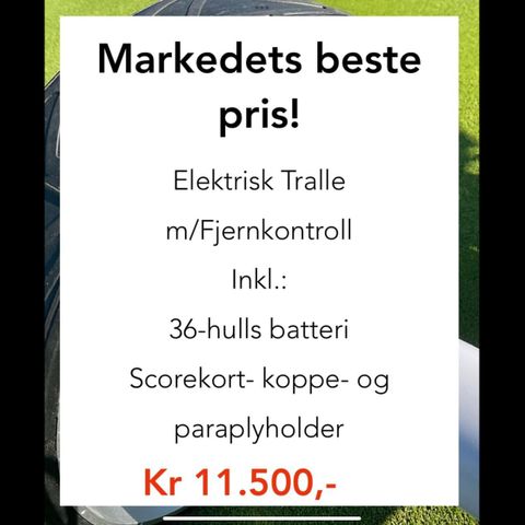 Elektrisk golftraller med fjernkontroll. Litium batteri min 36 hull