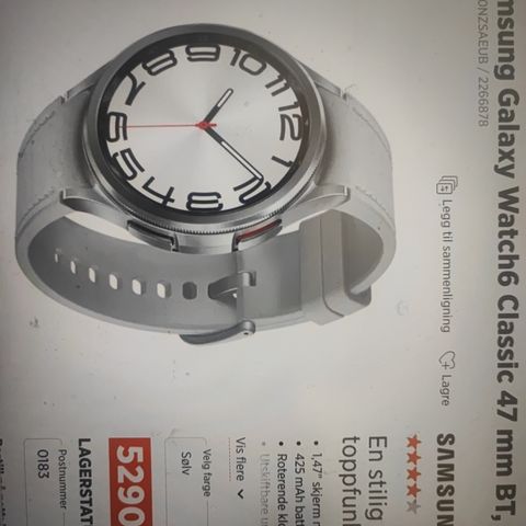 Samsung Galaxy Watch6 classic 47mm BT, sølv