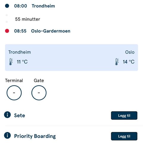 BILLIG flybillett Trondheim/Oslo for 2 stk (eller 1 om ønskelig) med norwegian