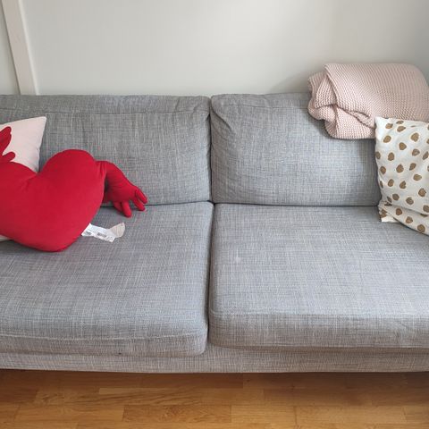 Sofa 3 seter, lys grå, 204 x 90