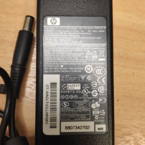 HP AC adapter, Lader 90W