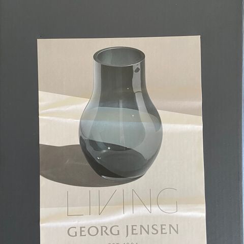 Georg Jensen Cafu VASE, Handmade Glass H 300 MM Blå farge