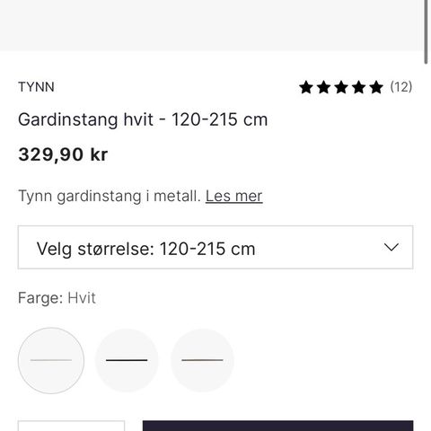 Tynn hvit gardinstang