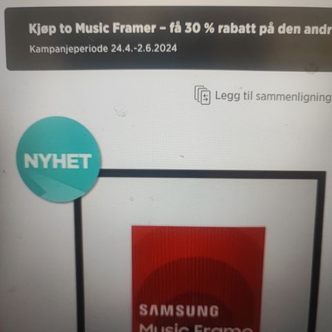 Samsung music frame hw-ls60d /xe smart høyttaler -kr 3 600 per stykk v kjøp av 2