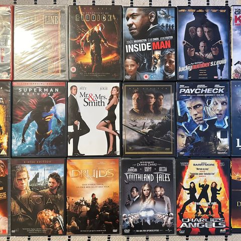 18 DVD-filmer: Inside Man, Riddick, League of Extraordinary Gentlemen mm.