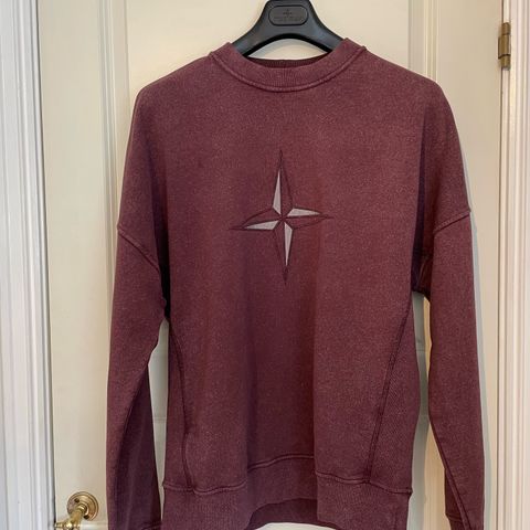 Stone Island SS20 stitched logo crewneck str large wine