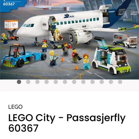 Lego City passasjerfly som nytt.  Fra 7år til 12 år