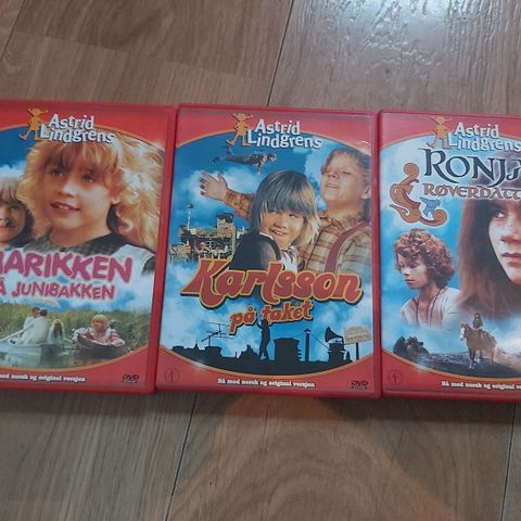 3 stk. DVD-er til barn. Astrid Lindgren.