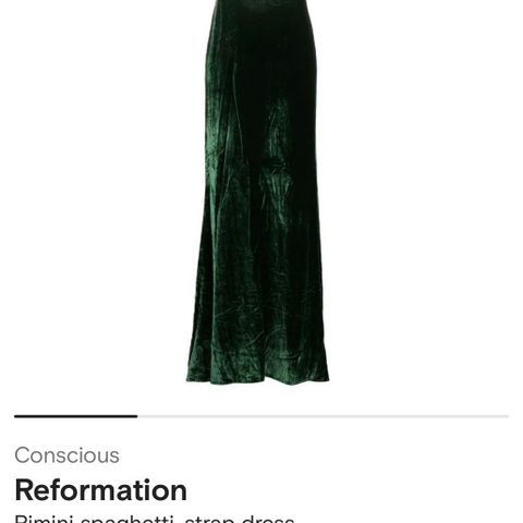 Reformation nydelig kjole i mørkegrønn fløyel ubrukt