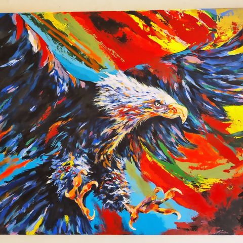 Maleriet  "Flight of the Eagle" 80x60 Acrylic,  color expression