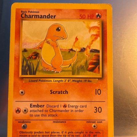 Eldre pokemonkort Charmander