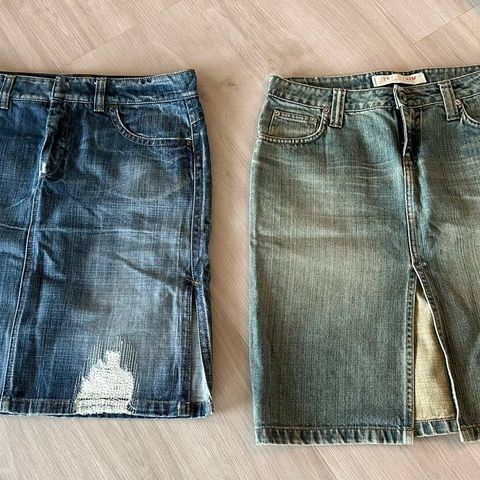 2 jeansskjørt / olaskjørt i str 28