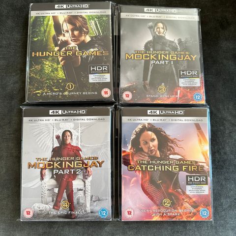 The Hunger Games 1-4 4K m/slipcover, forseglet i plast