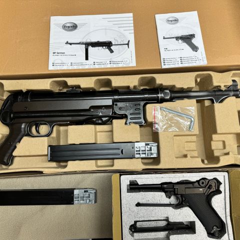 Umarex Legends MP 40 og Luger P.08 luft pistol, 177 BBs