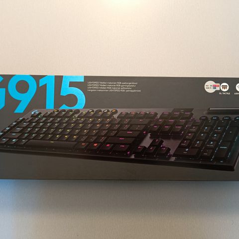 Logitech G915 Lightspeed trådløst gamingtastatur GL Tactile-brytere (Ubrukt)