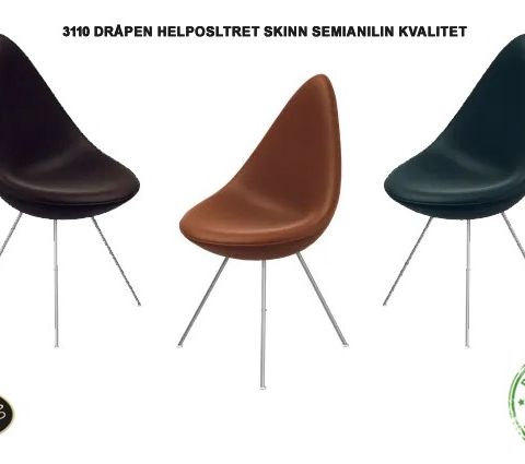 DRÅPEN - AV ARNE JACOBSEN MODEL 3110 helpolstret skinn