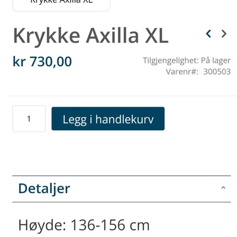 Underarmskrykker Axilla XL