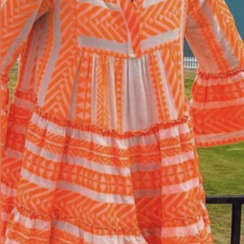 Devotion Ella Orange Neon/offwhite kjole S.Fantastisk sommerkjole