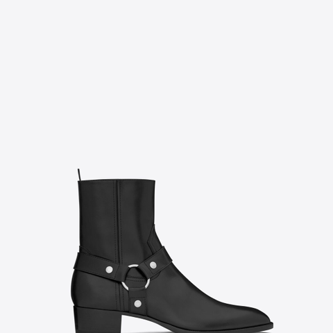 Saint Laurent 40mm Wyatt belted leather boots - Herresko