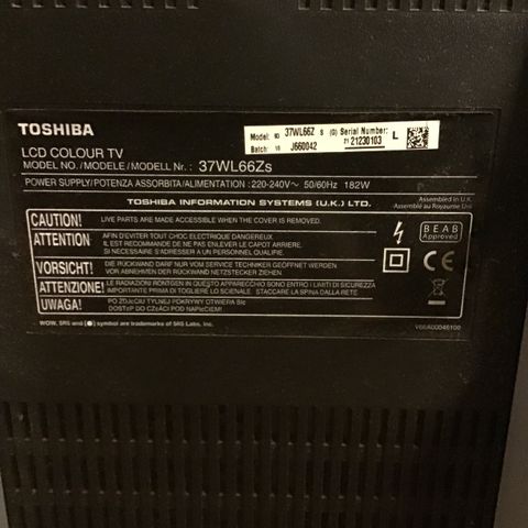 Toshiba lcd colour tv 2x hdmi 32`` ikke smart tv