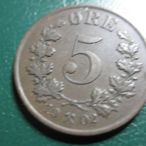 5 Øre 1902 Oscar II kv 01