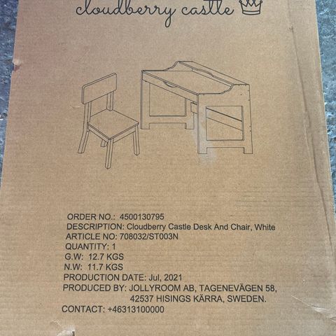 Cloudberry castle skrivebord / pult med stol