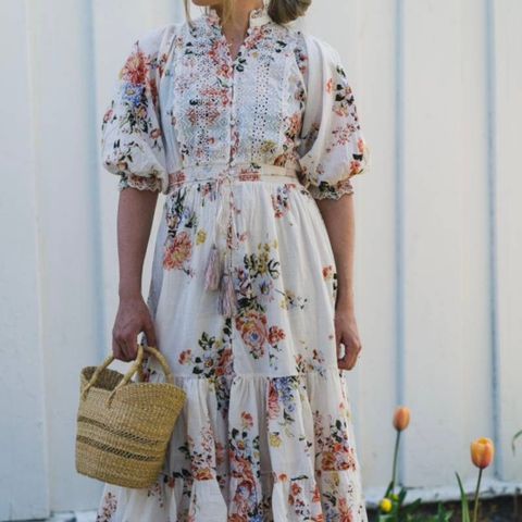 By TiMo slub cotton midi flower vintage  i str SMALL?