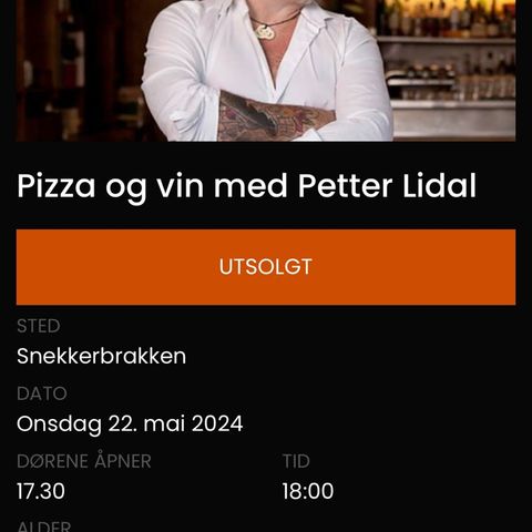 2 x billetter Pizza og Vin med Petter Lidal