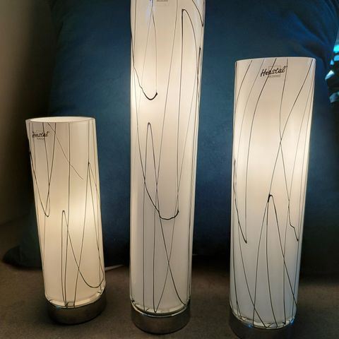 Herstal vintage cylinder tube trio glass bordlampe