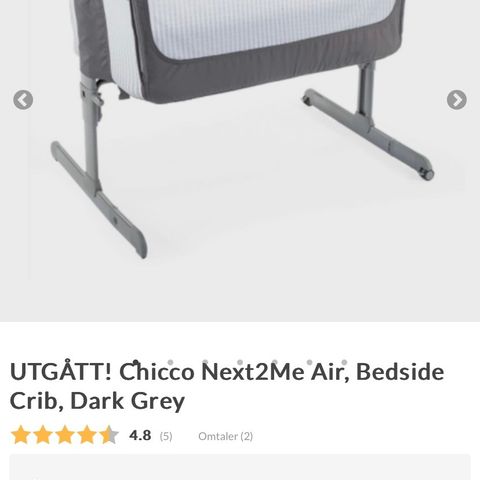 Bedside crib chicco next to me air, grå