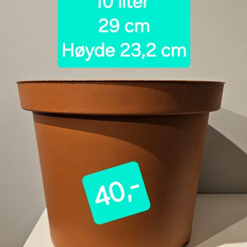 Stor potte 29 cm __ 10 liter __ Høyde 23,2