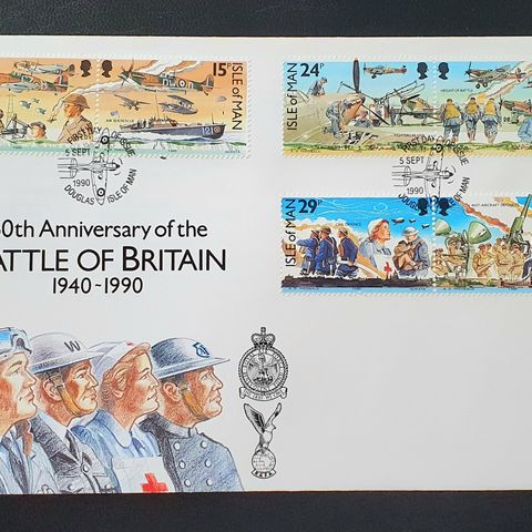 Isle of Man FDC AFA 429-34 50 år siden slaget om Storbritannia