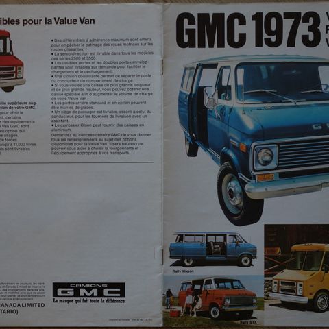 GMC 1973 Rally Wagon, Value Van brosjyre