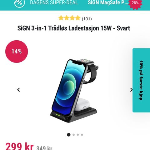 Trådløs lader til iPhone, Watch og pods